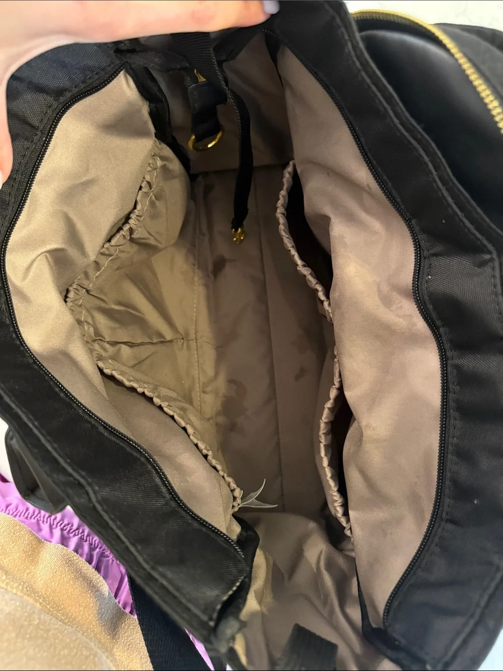 Skip Hop Black Baby Diaper Bag Tote with Gold Accents